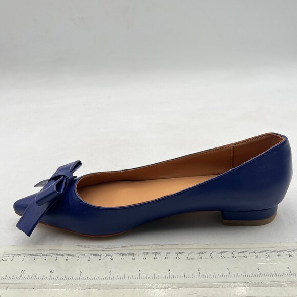 FSJ Purple Pointed Toe Loafers for Women Block Low Heel Bowknot Pump Office Shoe - Picture 2 of 8